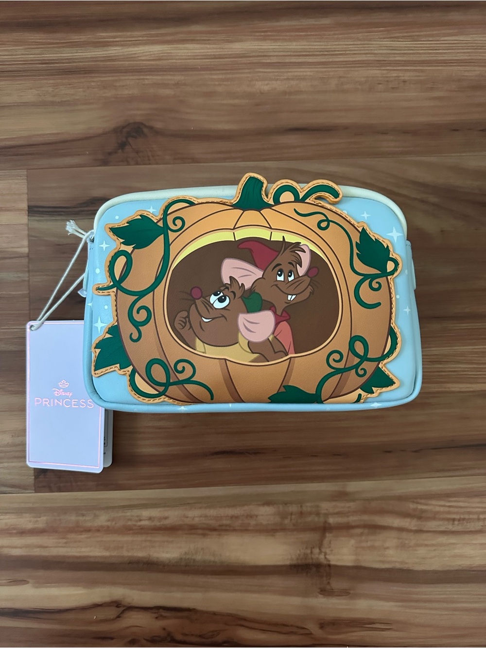 NWT Loungefly Disney Cinderella Gus and Jaq Pumpkin Cosmetic Bag - Picture 2 of 4